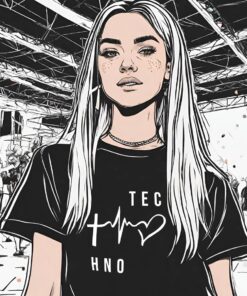 Techno Beat Love tshirt model woman illustration