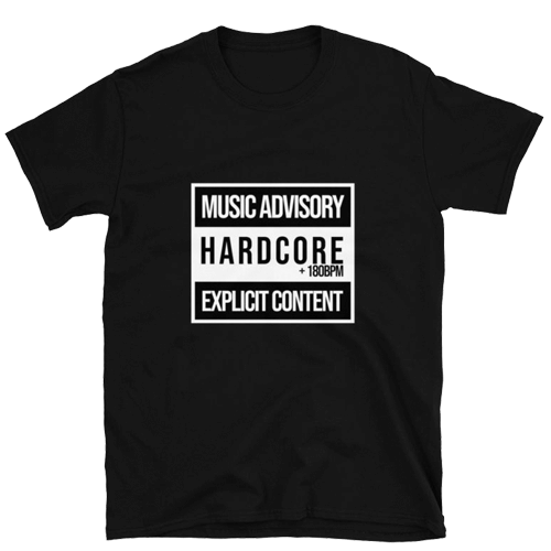 Camiseta Music Advisory Hardcore aviso para los amantes del hard, imagen en png para la cabecera del producto